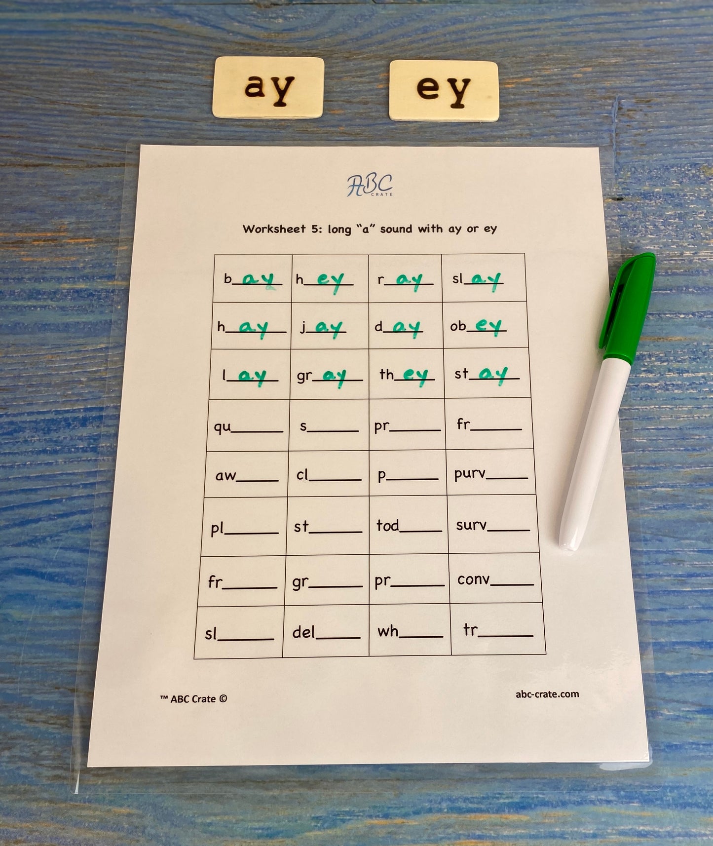 Phonograms Kit 1: “a” sounds,  a, ae, ey, ay, a with silent e, ei, and eigh