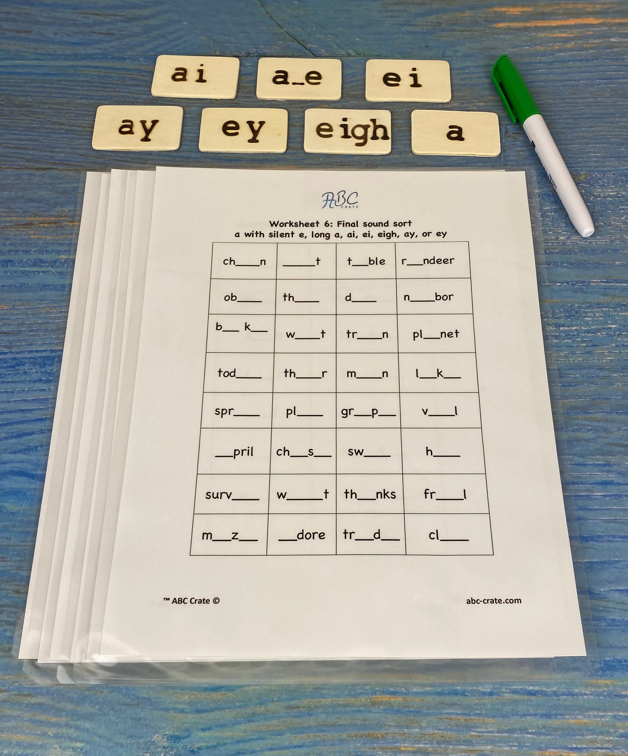 Phonograms Kit 1: “a” sounds,  a, ae, ey, ay, a with silent e, ei, and eigh